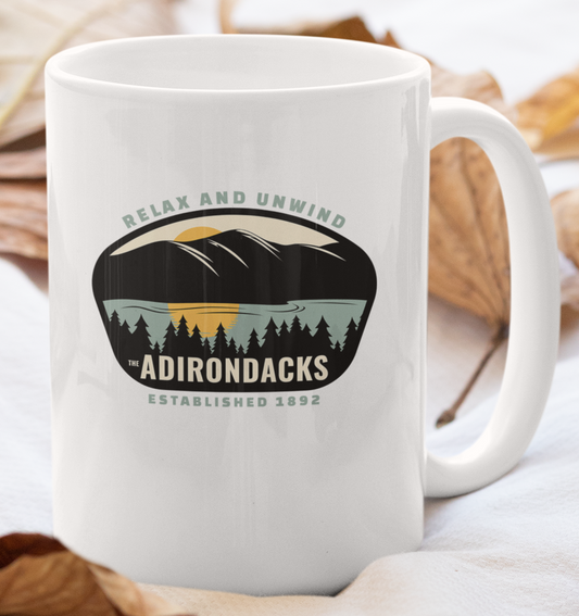 15 oz. Relax and Unwind Adirondacks Ceramic Mug