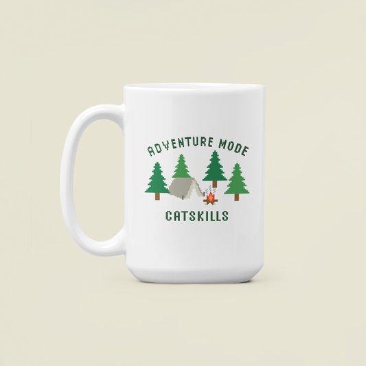 Adventure Mode Catskills 80s Video Game Style 15 oz. Coffee Mug