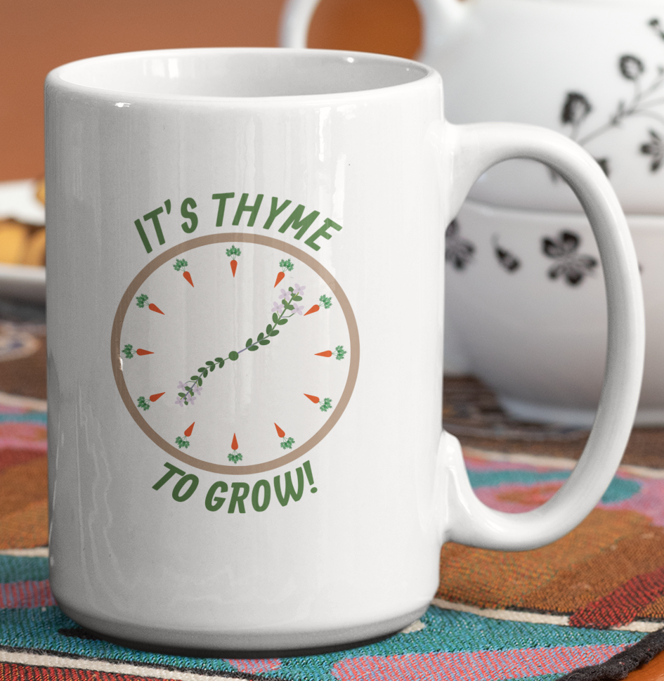 15 oz. It's Thyme To Grow Gardening Themed Ceramic Mug