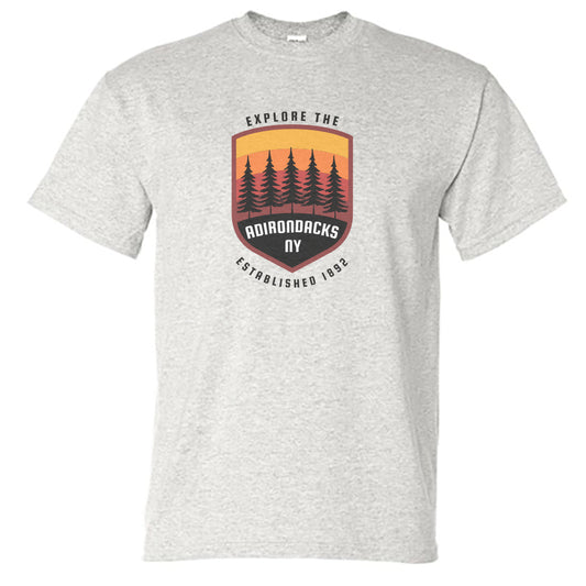 Explore The Adirondacks Badge Logo Design Unisex Tee Shirt