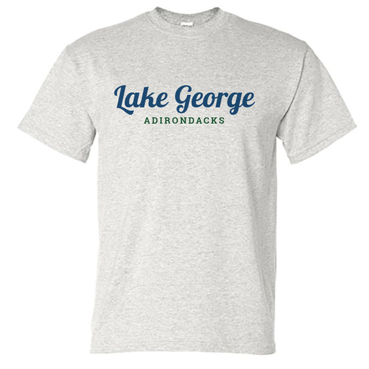 Lake George Adirondacks Script Logo Design Unisex Graphic Tee Shirt