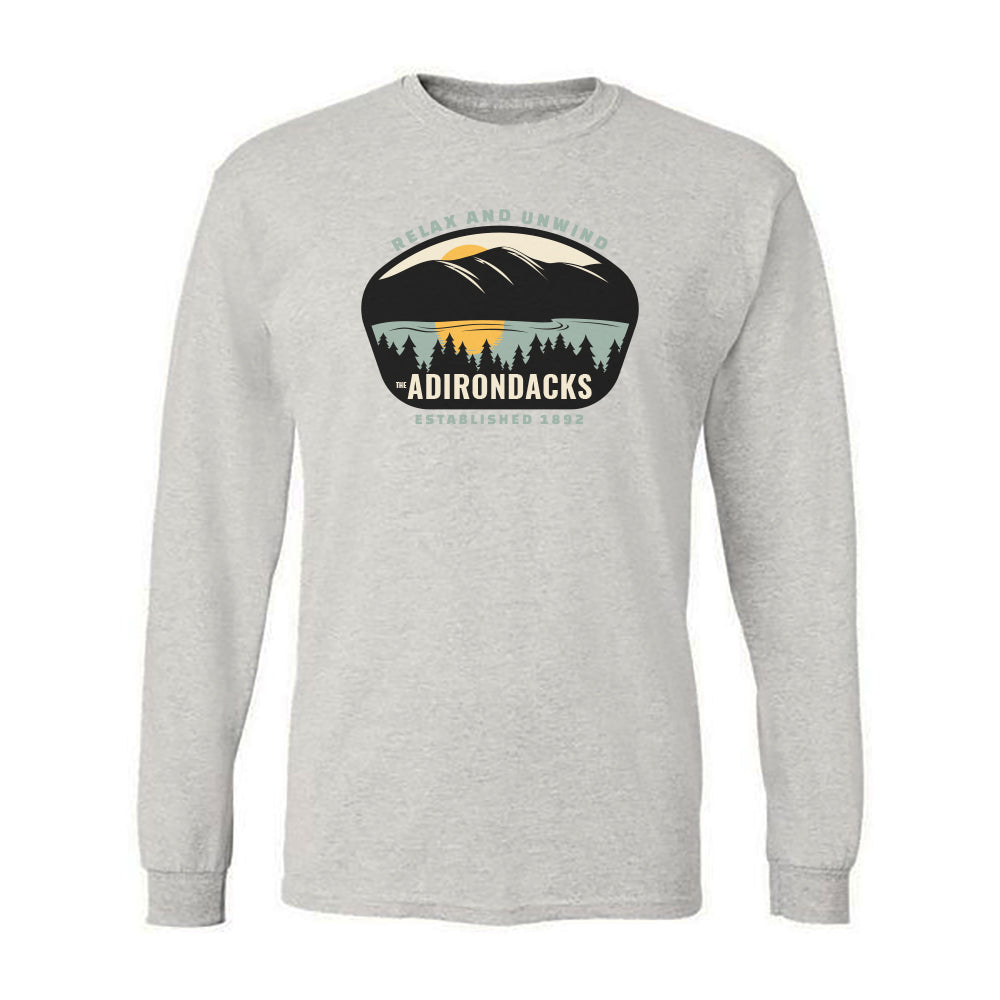 Adirondacks Relax and Unwind Graphic Long Sleeve Tee Shirt