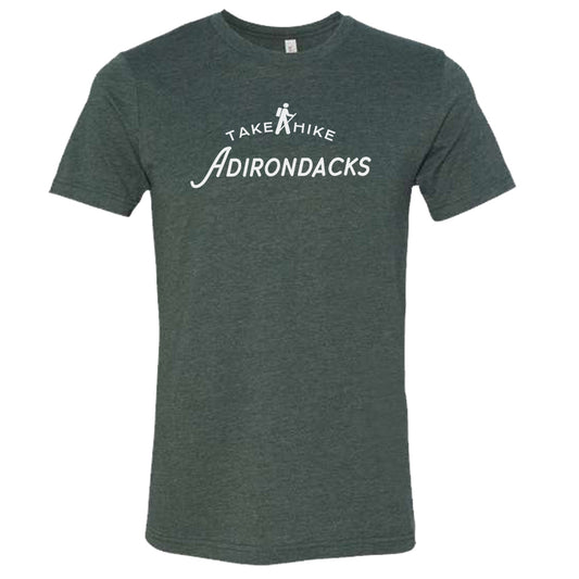 Take A Hike Adirondacks Classic Hiker Logo Print Tee Shirt