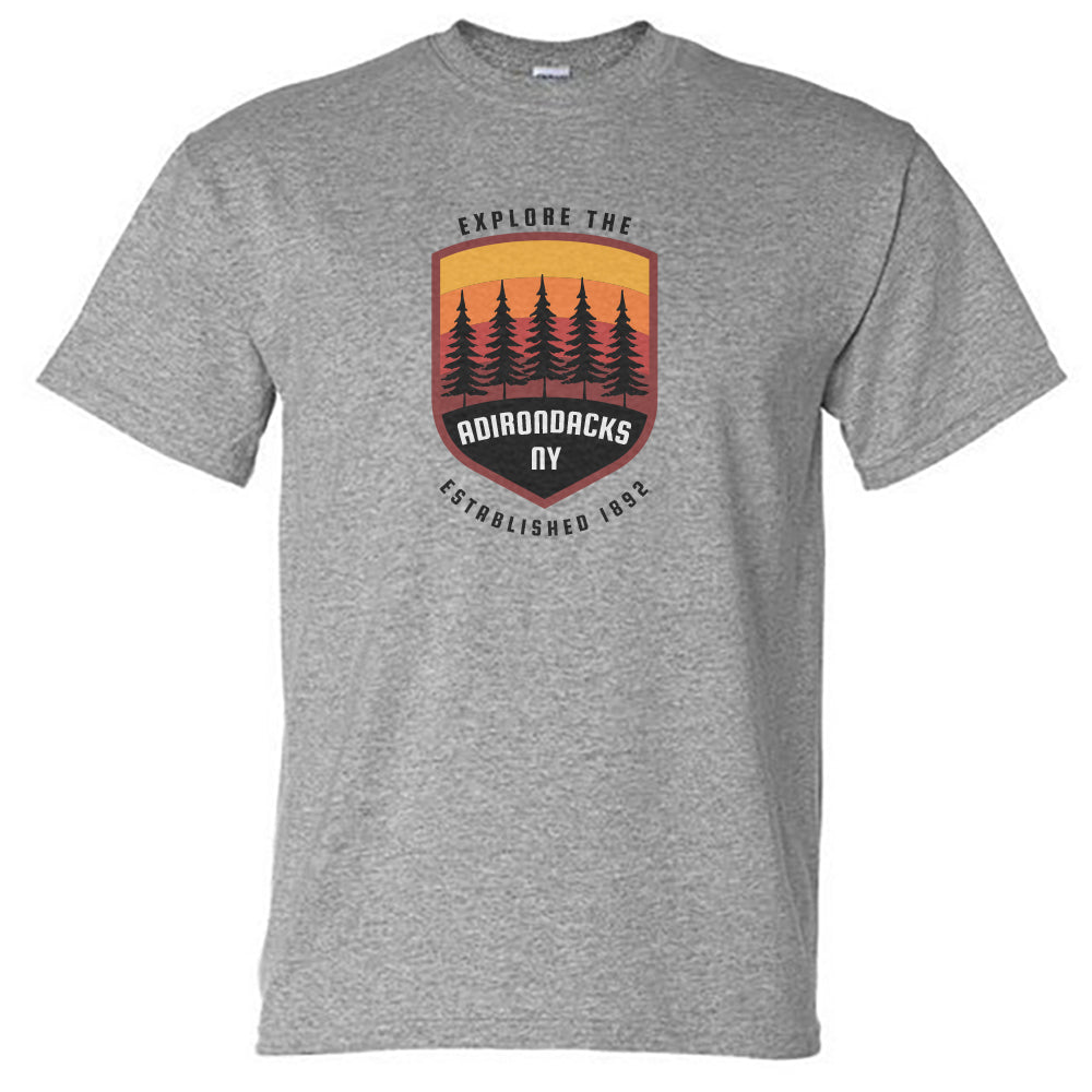 Explore The Adirondacks Badge Logo Design Unisex Tee Shirt