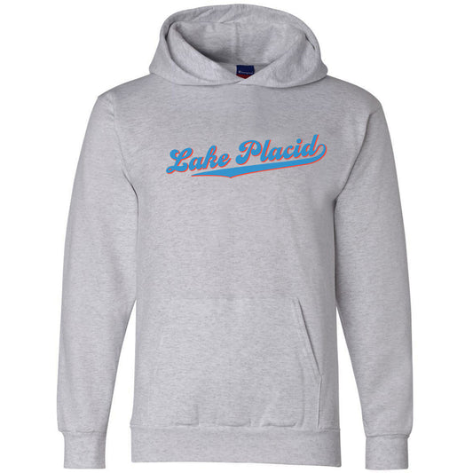 Lake Placid Retro Script Logo Hoodie - Pullover Hooded Sweatshirt