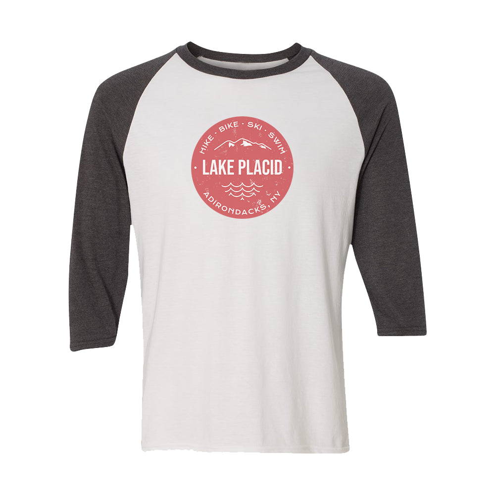 Lake Placid Adirondacks Graphic Tee Shirt - 3/4 Sleeve Raglan Shirt