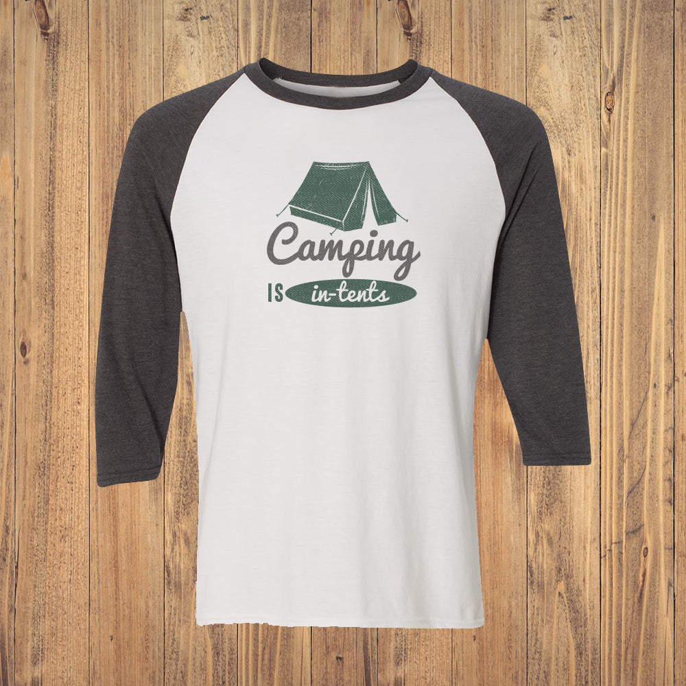 Camping is In Tents Logo 3/4 Sleeve Raglan Shirt