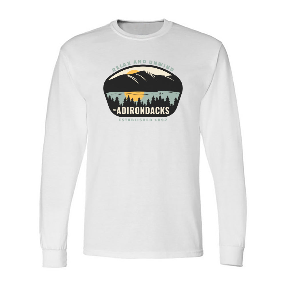 Adirondacks Relax and Unwind Graphic Long Sleeve Tee Shirt