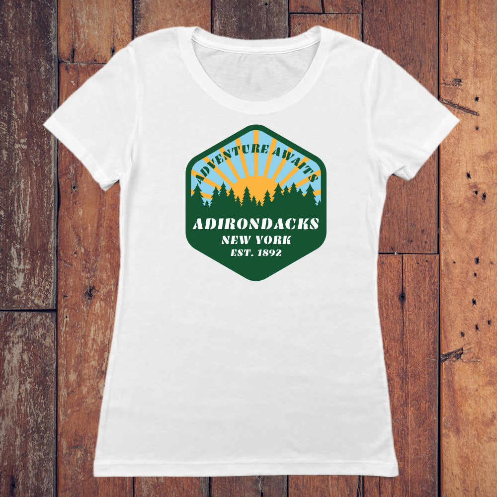 Adirondack Adventure Awaits Women's Graphic Tee Shirt