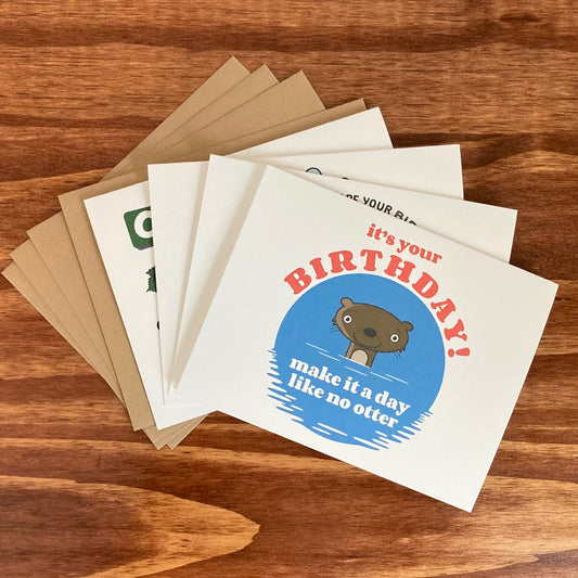 Funny Birthday Card Set - Four Funny Happy Birthday Cards With Envelopes