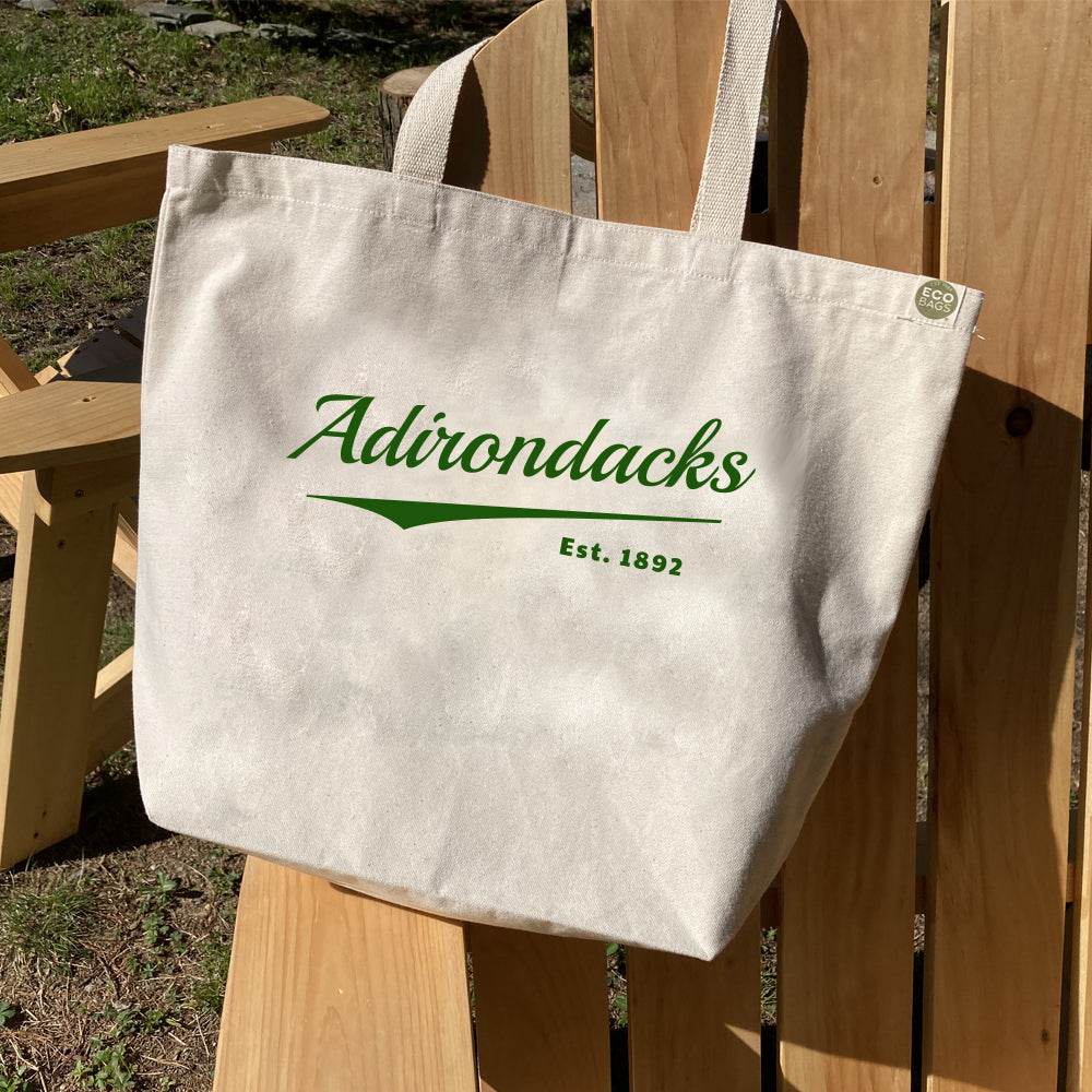 Adirondacks Classic Script Recycled Cotton Canvas Tote Bag - Adirondack Eco Bag