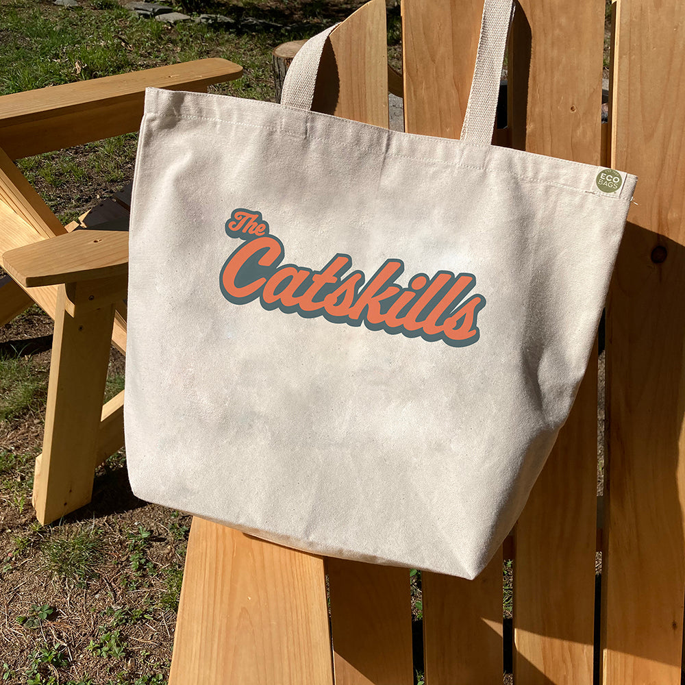 Catskills Retro Script Recycled Cotton Canvas Tote Bag - Catskills Eco Bag