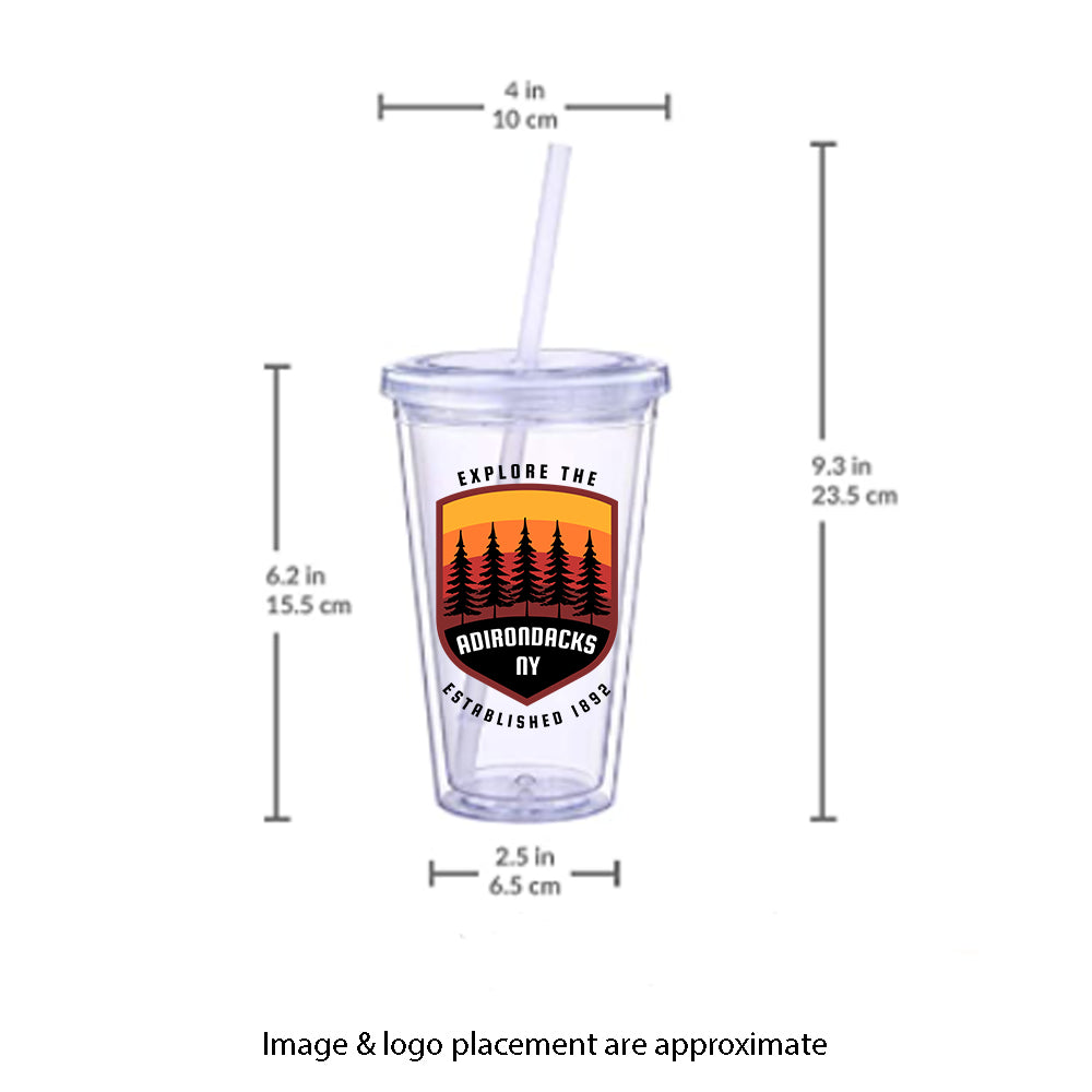 Explore the Adirondacks Insulated Double Wall Tumbler with Reusable Straw 16 oz.