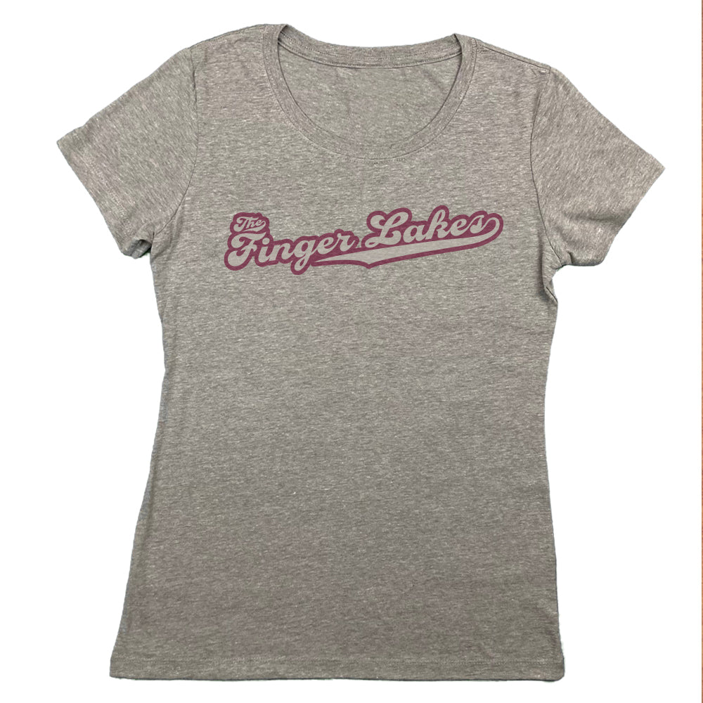 Finger Lakes Retro Script Vintage Style Faded Women's Tee Shirt