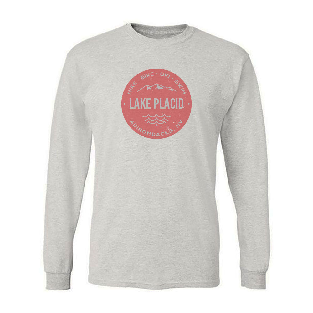 Lake Placid Trailmarker Series Vintage Faded Print Long Sleeve Tee Shirt