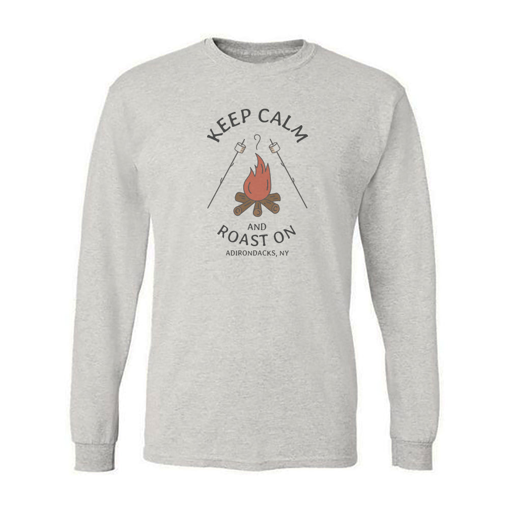 Adirondacks Campfire Vintage Style Faded Print Long Sleeve Tee Shirt