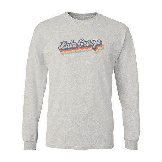 Lake George Retro Script Vintage Faded Long Sleeve Tee Shirt