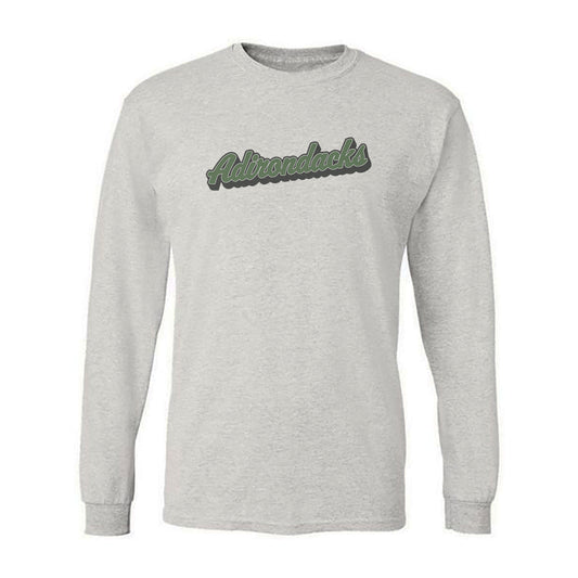 Adirondack Retro Script Vintage Faded Long Sleeve Tee Shirt