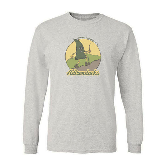 Adirondack Long Sleeve Tee Shirt Retro Humorous Illustration Faded Print