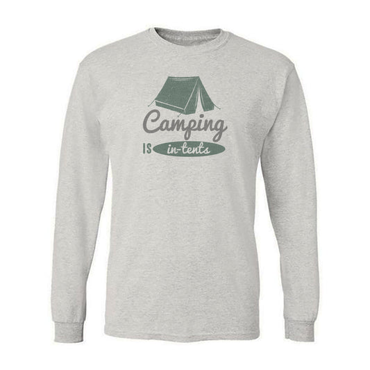 Camping Is In Tents Vintage Print Long Sleeve Tee Shirt
