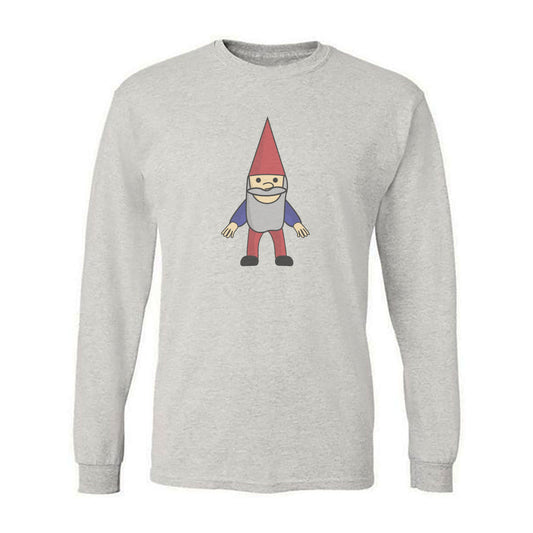 Garden Gnome Gardening Themed Vintage Faded Print Long Sleeve Tee Shirt