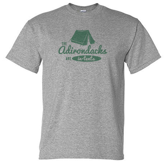 Adirondacks Are In Tents Camping Themed Vintage Design Unisex Tee Shirt