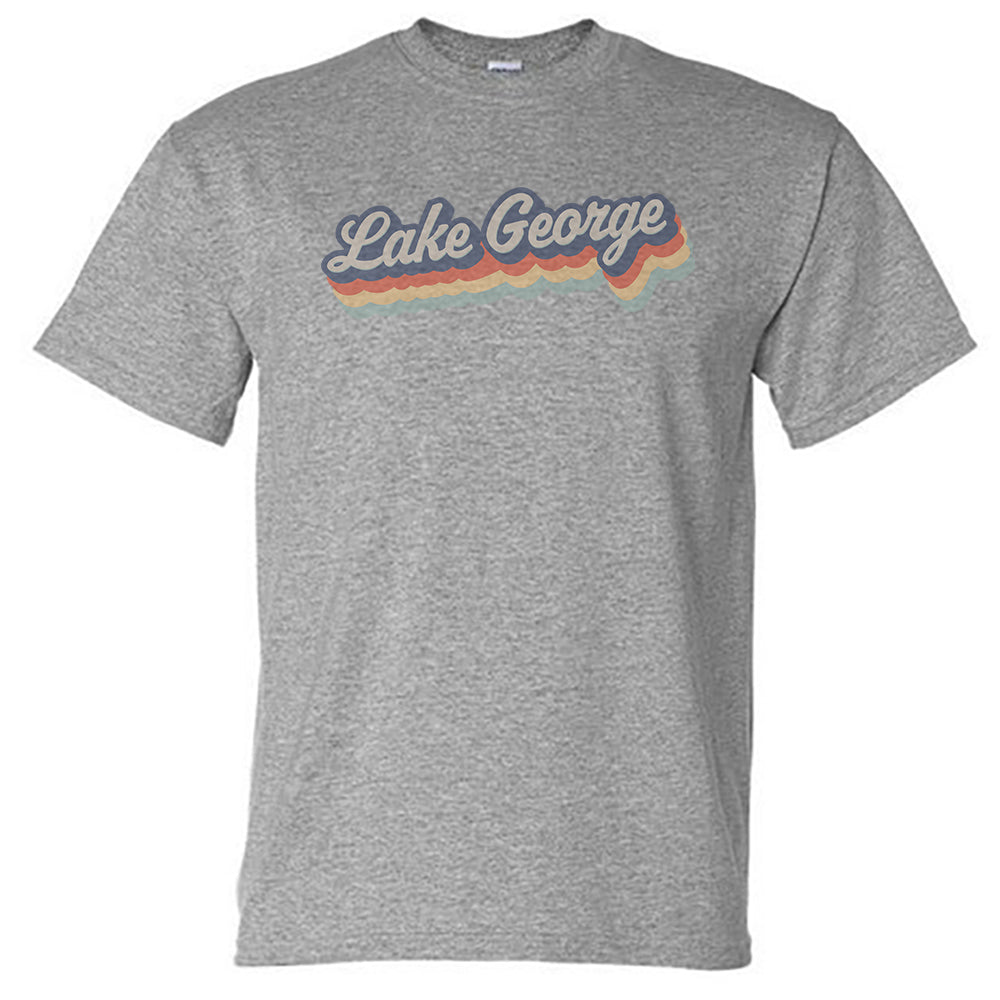 Lake George Retro Script Vintage Style Adirondack Unisex Tee Shirt