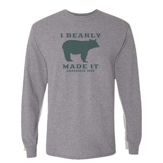 I Bearly Made It Adirondack Park Vintage Faded Long Sleeve Tee Shirt