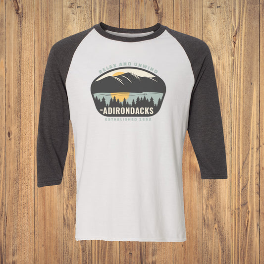 Adirondacks Relax and Unwind 3/4 Sleeve Raglan Shirt