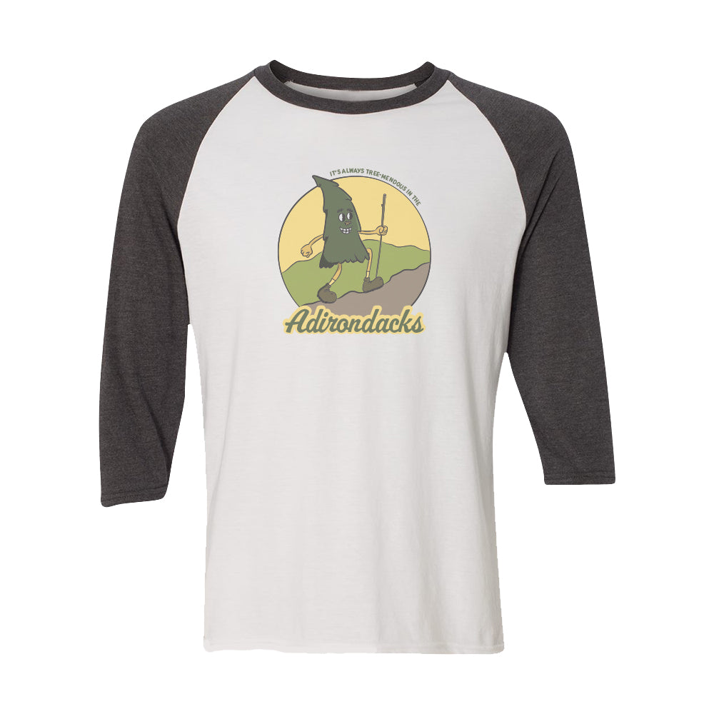 Adirondack Themed Funny Retro Cartoon Logo 3/4 Sleeve Raglan Shirt