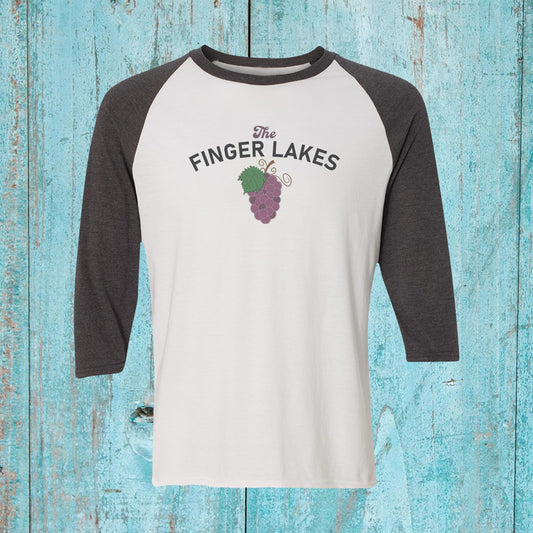 Finger Lakes Wine Themed Unisex 3/4 Sleeve Raglan Shirt