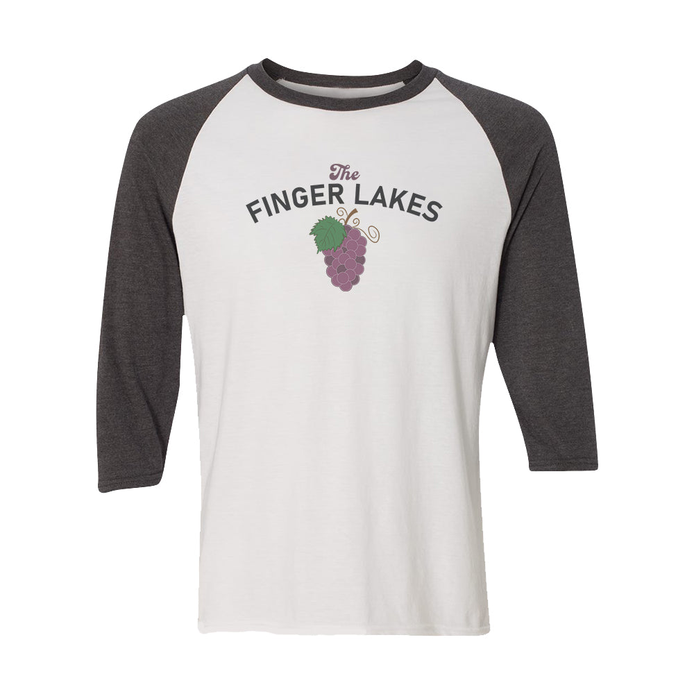Finger Lakes Wine Themed Unisex 3/4 Sleeve Raglan Shirt