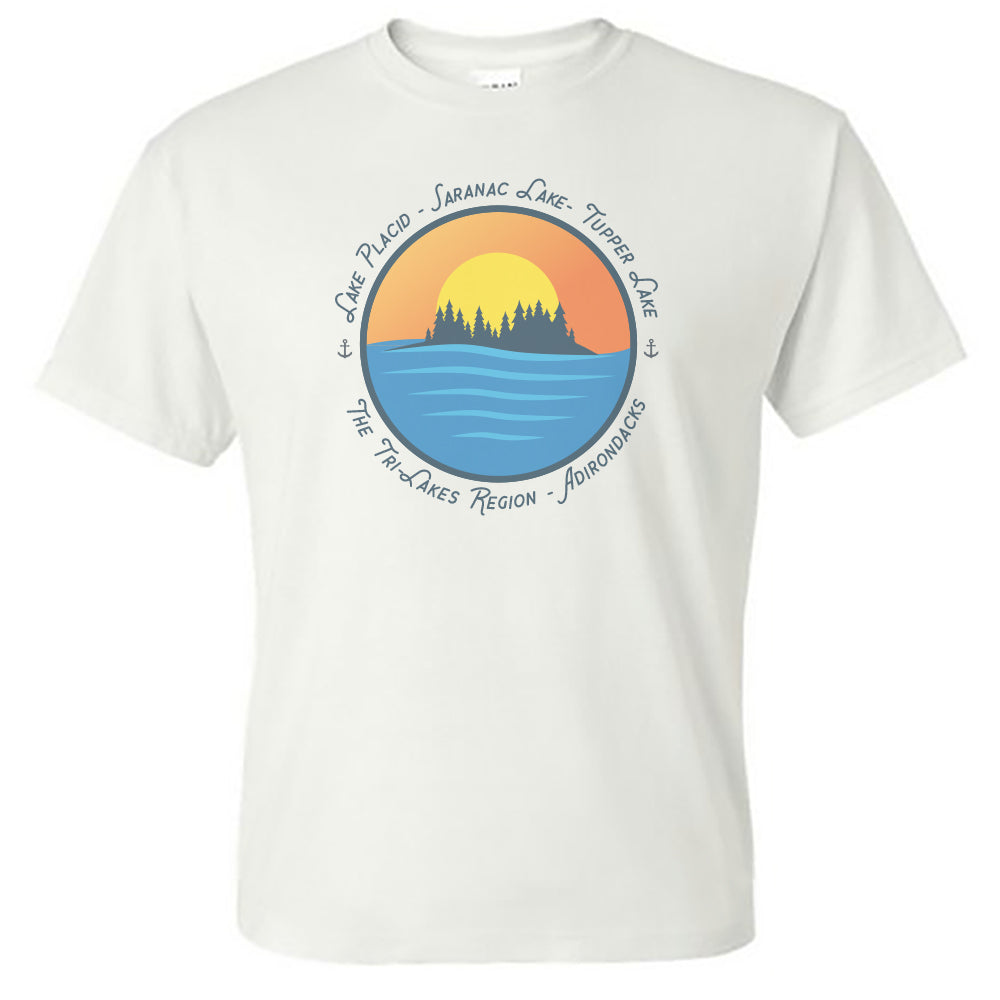 Adirondacks Tri-Lakes Region Vintage Print Unisex Tee Shirt