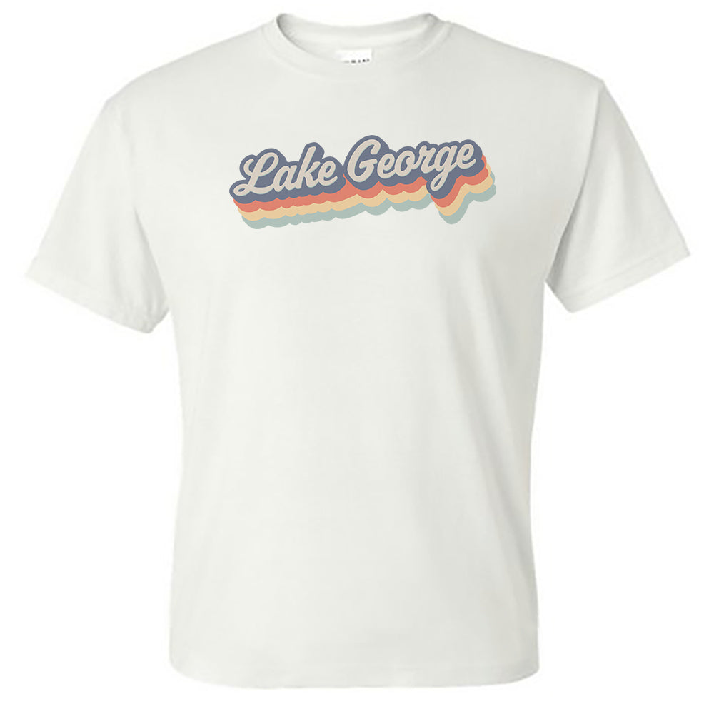 Lake George Retro Script Vintage Style Adirondack Unisex Tee Shirt