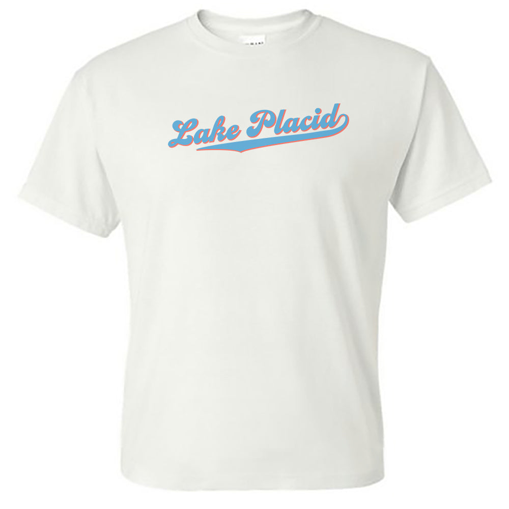 Lake Placid Retro Script Vintage Style Unisex Tee Shirt