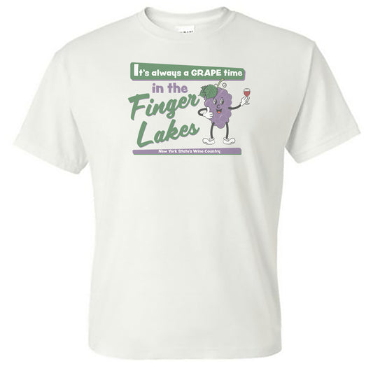 Finger Lakes Retro Fun New York Wine Themed Cartoon Vintage Design Unisex Tee Shirt