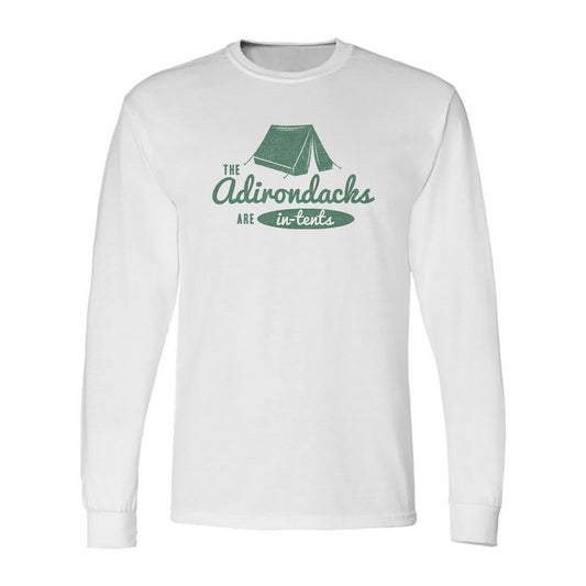Adirondacks Are In Tents Vintage Faded Print Long Sleeve Tee Shirt