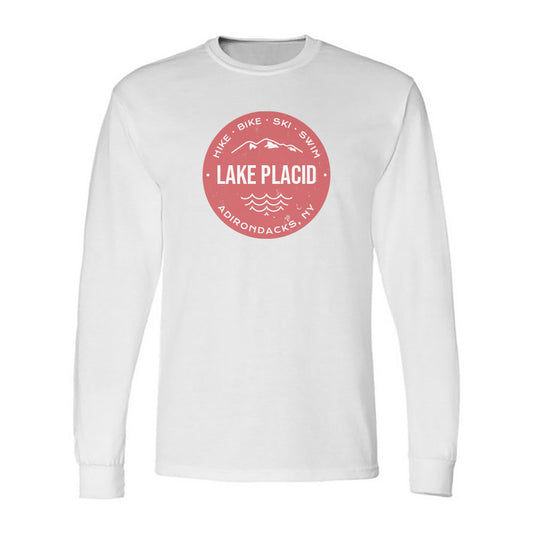 Lake Placid Trailmarker Series Vintage Faded Print Long Sleeve Tee Shirt