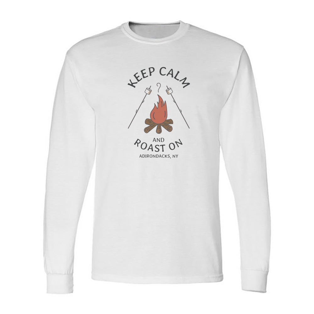 Adirondacks Campfire Vintage Style Faded Print Long Sleeve Tee Shirt
