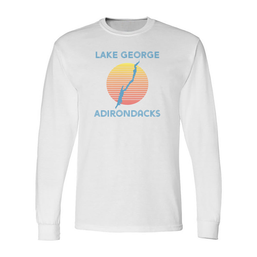 Retro Lake George Adirondack Vintage Faded Long Sleeve Tee Shirt