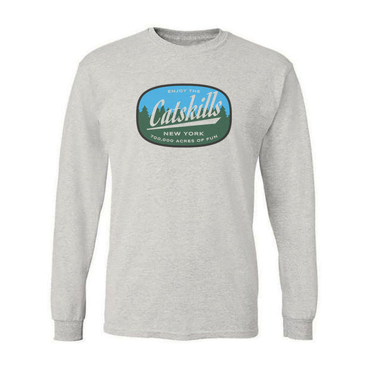 Enjoy The Catskills Vintage Faded Print Long Sleeve Tee Shirt