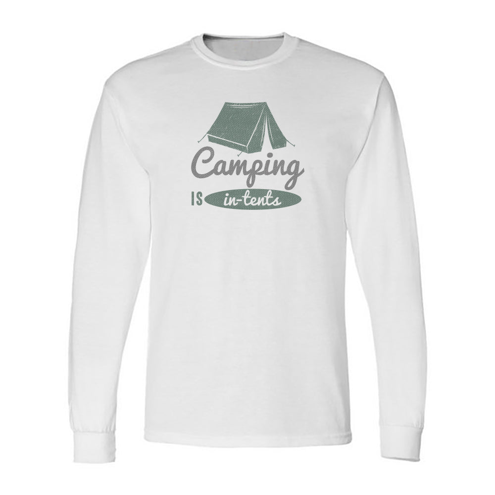 Camping Is In Tents Vintage Print Long Sleeve Tee Shirt