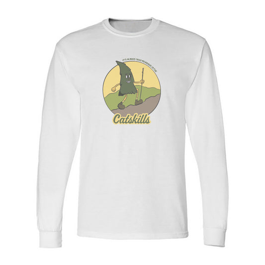 Catskills Long Sleeve Tee Shirt Retro Humorous Illustration Faded Print