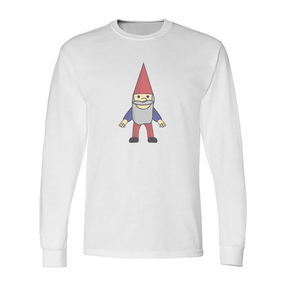 Garden Gnome Gardening Themed Vintage Faded Print Long Sleeve Tee Shirt