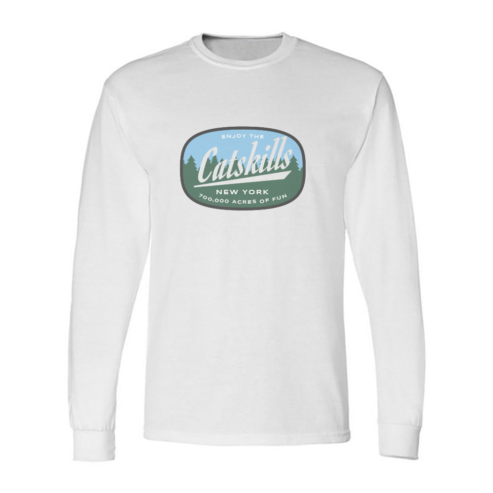 Enjoy The Catskills Vintage Faded Print Long Sleeve Tee Shirt