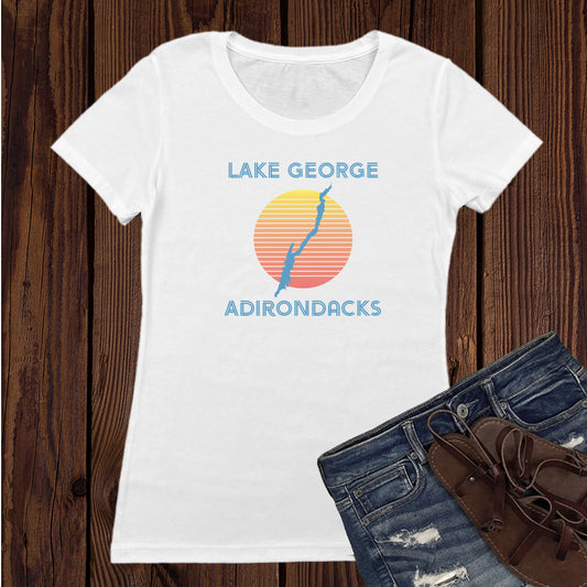 Retro Lake George Adirondack Vintage Style Faded Women's Tee Shirt