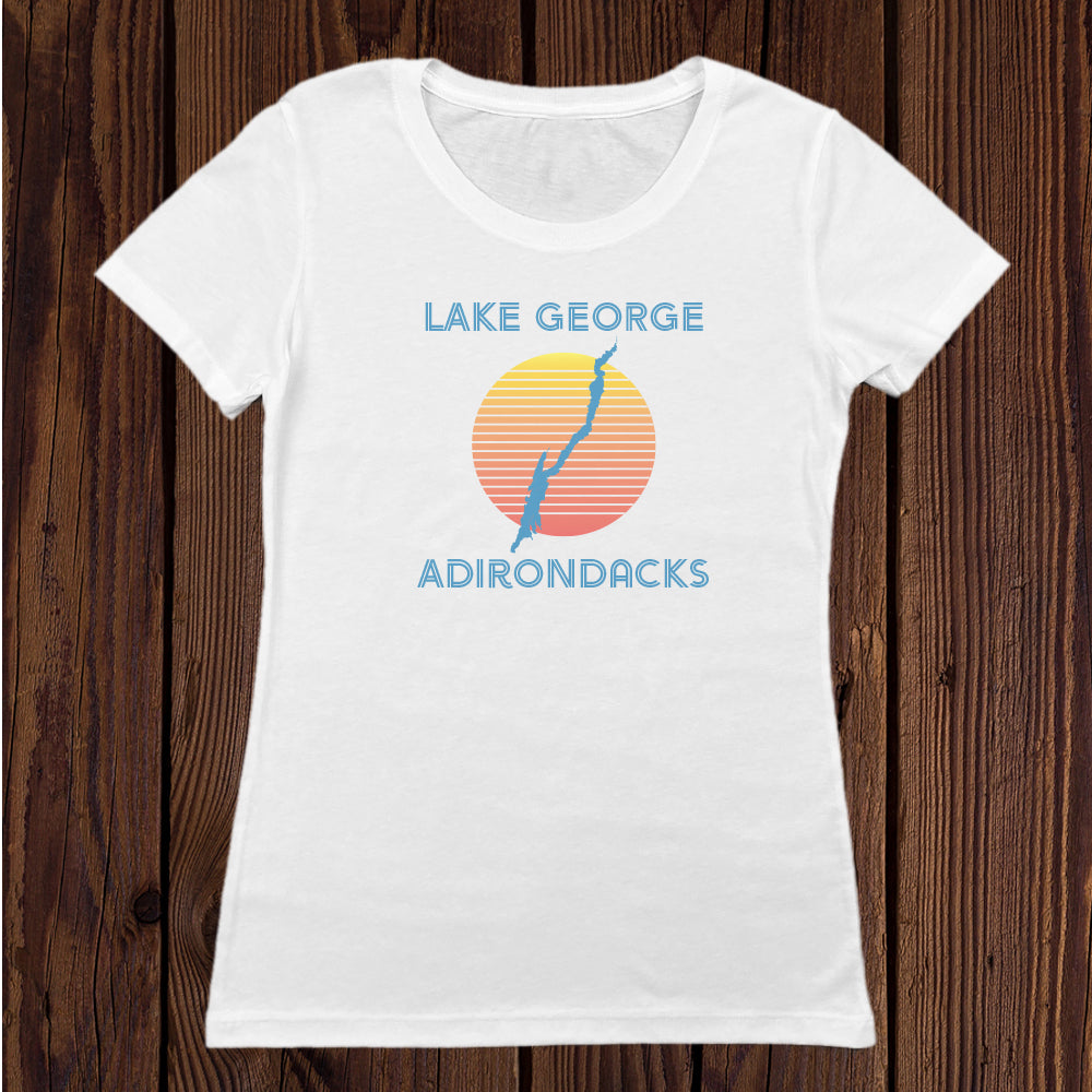 Retro Lake George Adirondack Vintage Style Faded Women's Tee Shirt