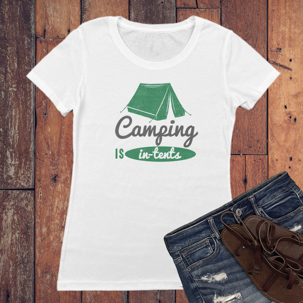 Funny Camping Themed Vintage Faded Print Women's Tee Shirt