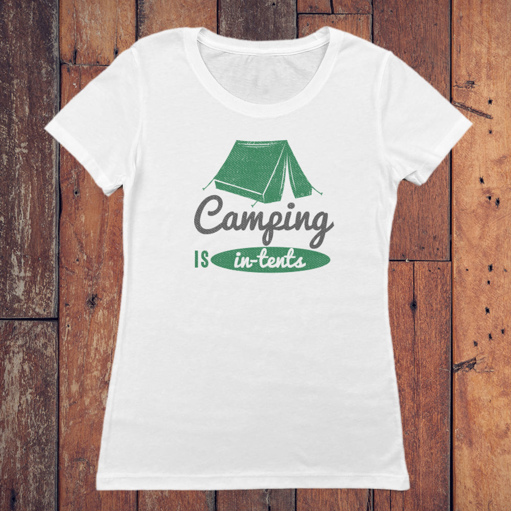 Funny Camping Themed Vintage Faded Print Women's Tee Shirt