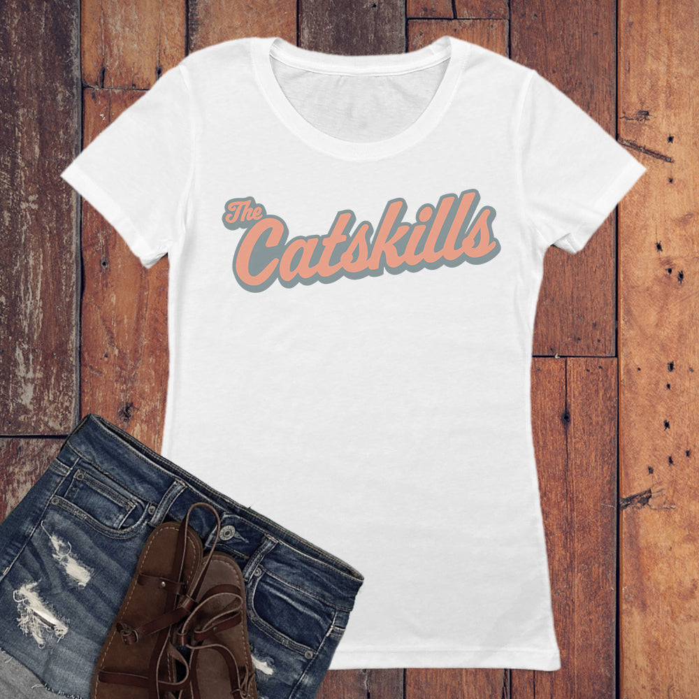 Catskills Retro Script Vintage Style Faded Women's Tee Shirt